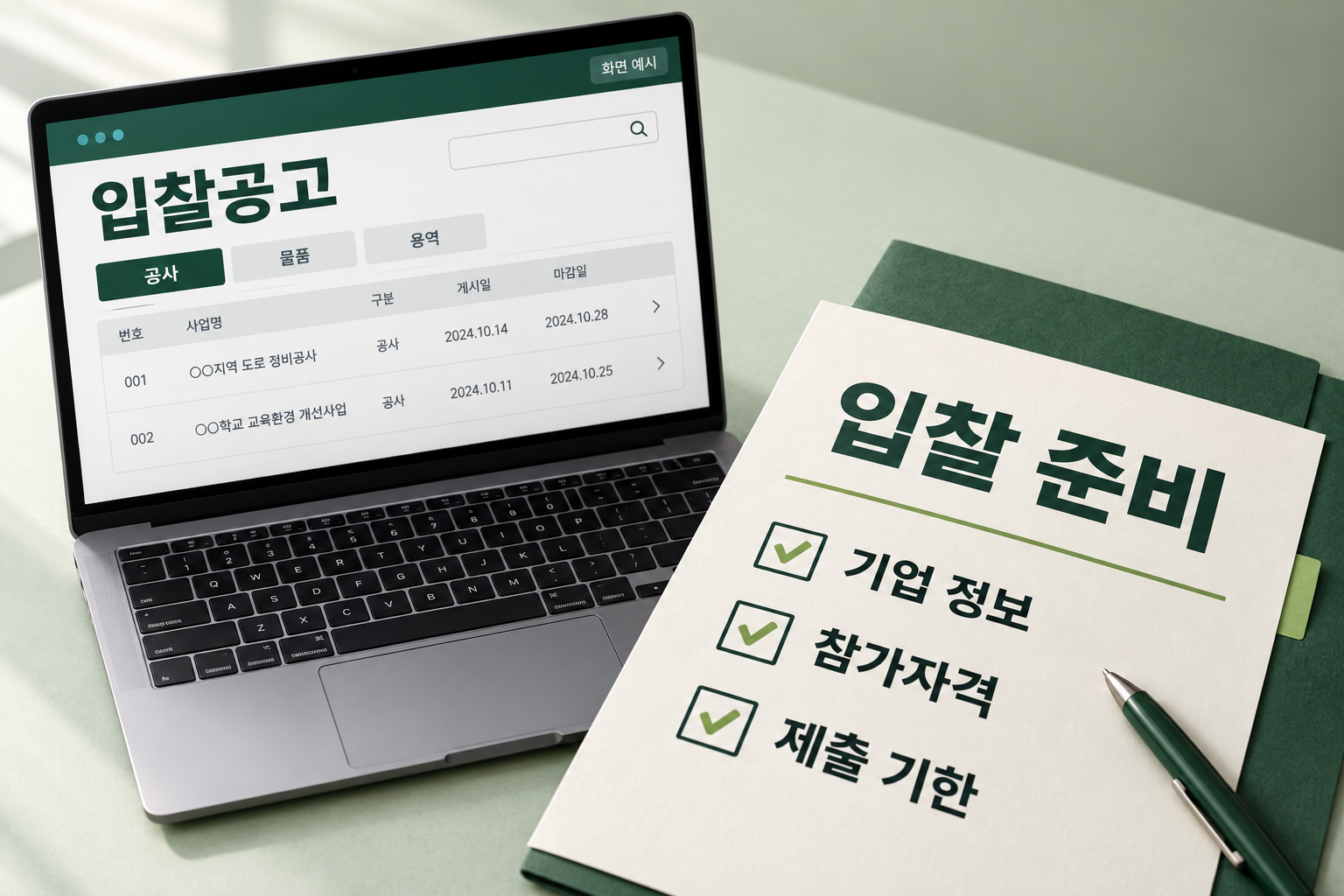 입찰 공고와 기업 정보·참가자격·제출 기한 체크리스트